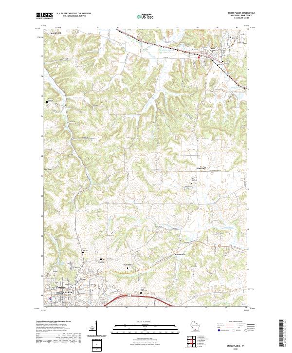 Cross Plains topographic map thumbnail
