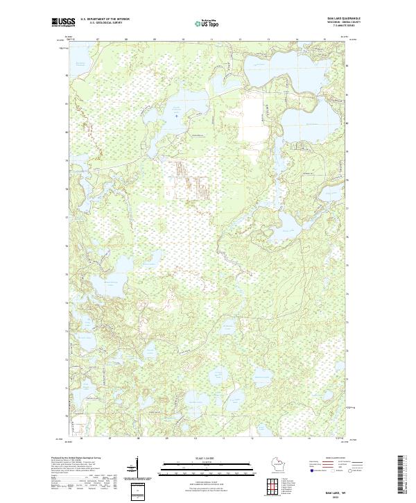 Dam Lake topographic map thumbnail