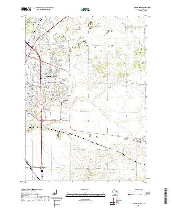 Janesville East topographic map thumbnail