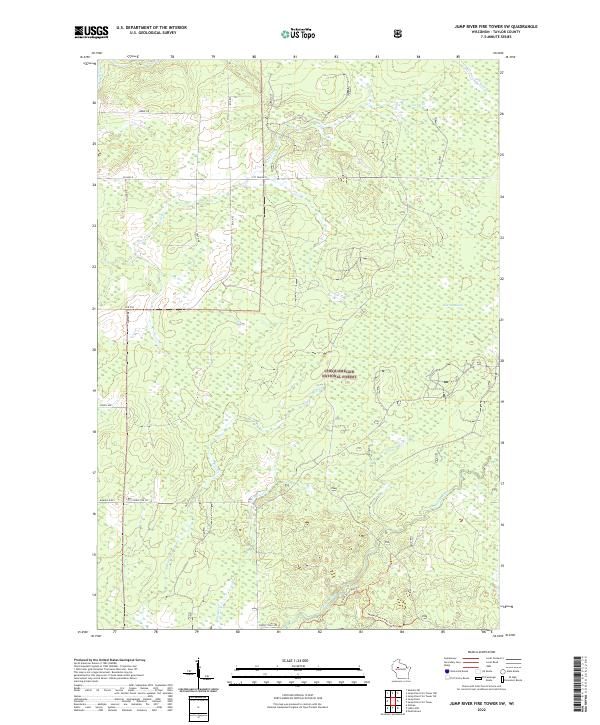 Jump River Fire Tower SW topographic map thumbnail