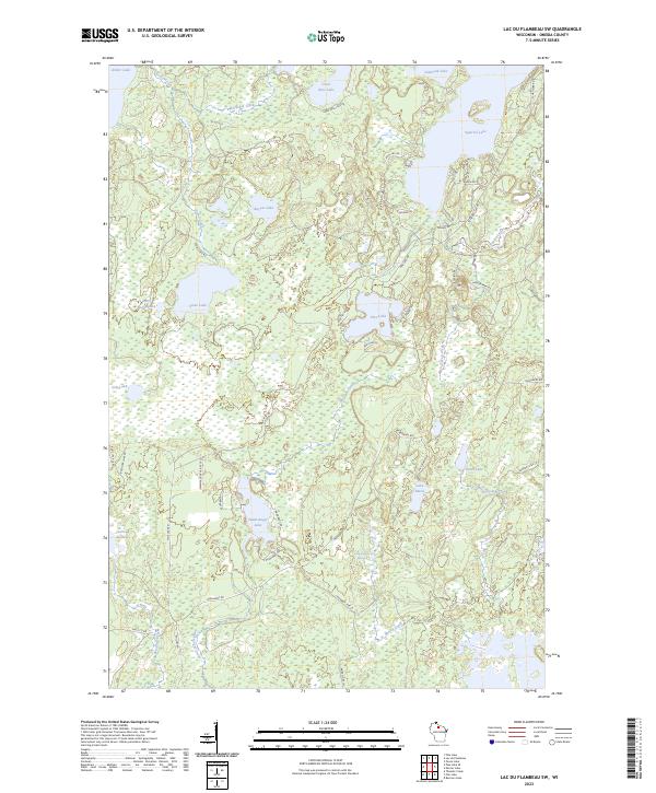 Lac du Flambeau SW topographic map thumbnail