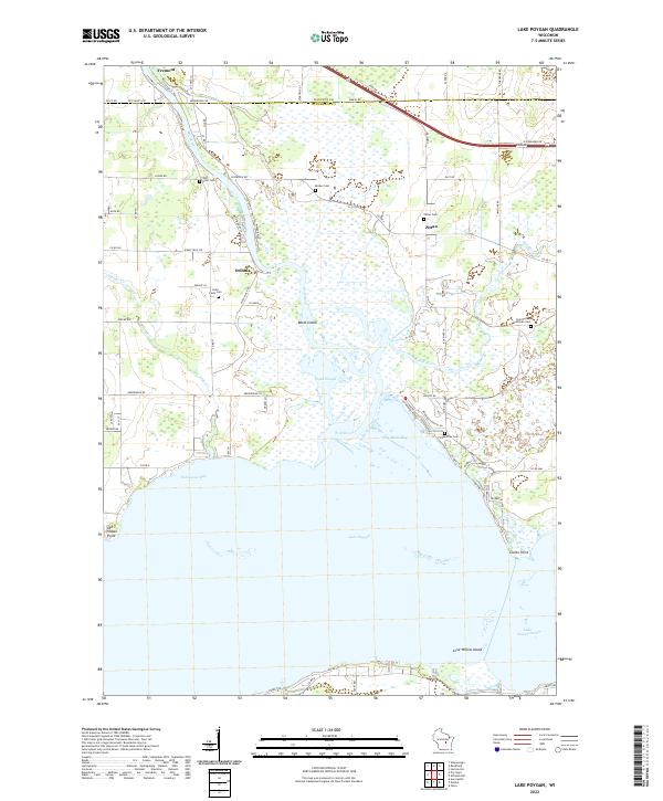 Lake Poygan topographic map thumbnail
