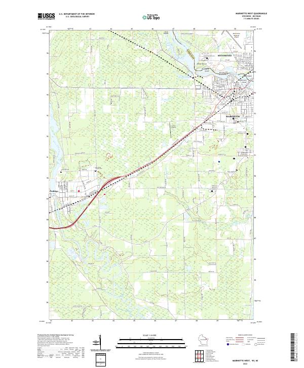 Marinette West topographic map thumbnail