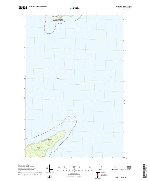 Michigan Island topographic map thumbnail