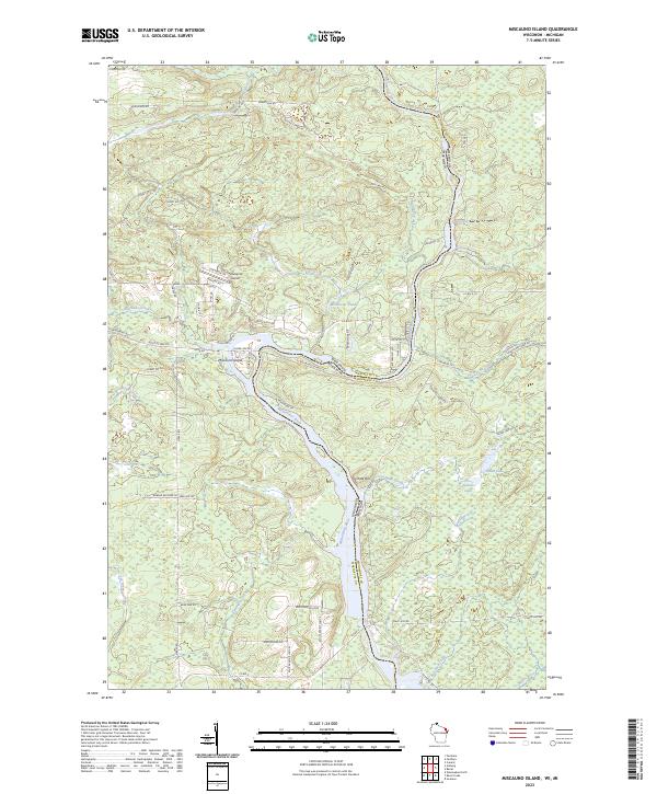 Miscauno Island topographic map thumbnail