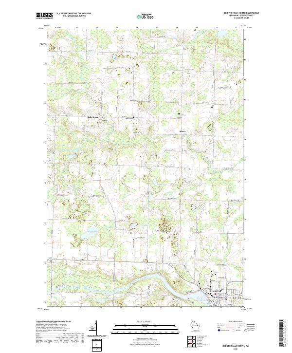Oconto Falls North topographic map thumbnail
