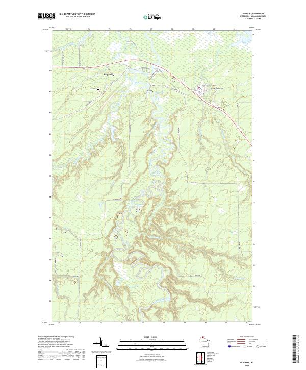 Odanah topographic map thumbnail