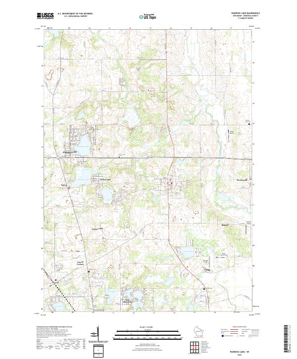 Paddock Lake topographic map thumbnail