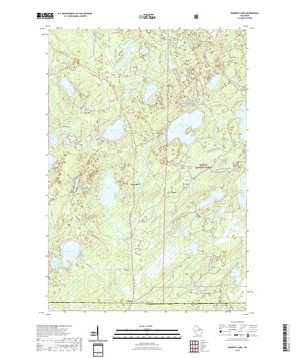 Roberts Lake topographic map thumbnail