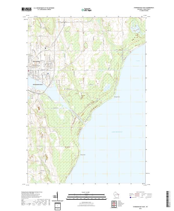 Sturgeon Bay East topographic map thumbnail