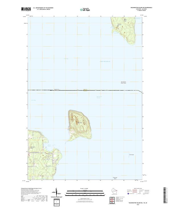 Washington Island NE topographic map thumbnail