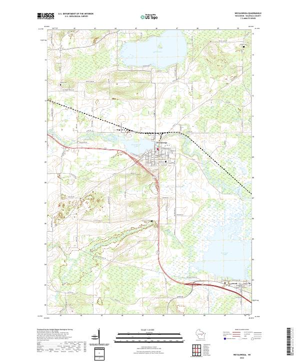 Weyauwega topographic map thumbnail