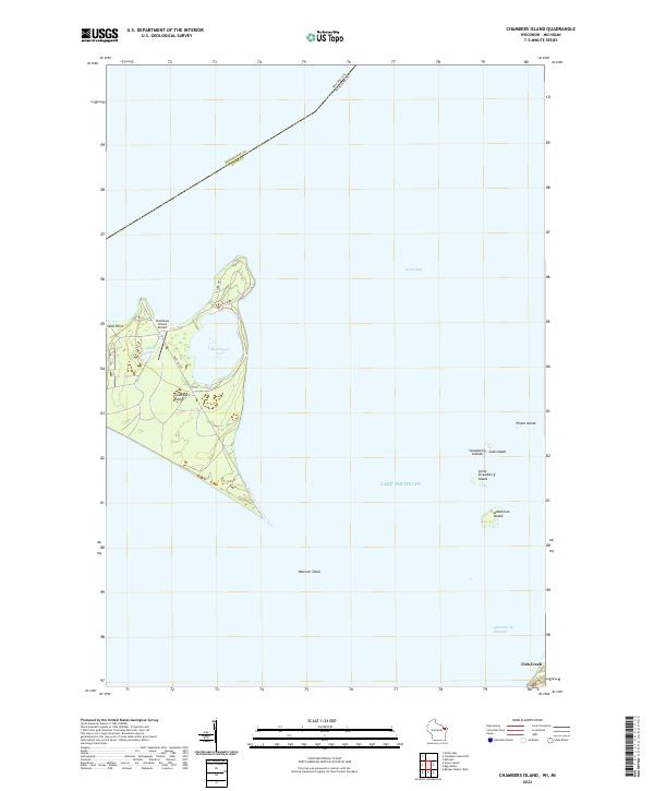 Chambers Island topographic map thumbnail
