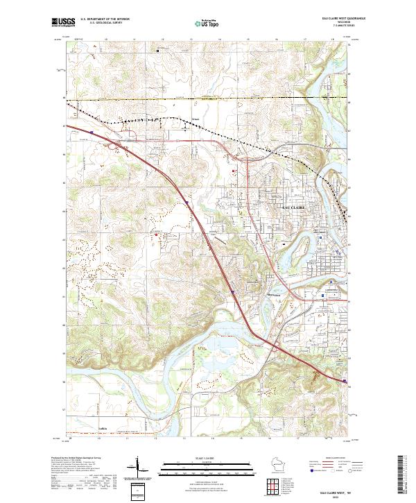 Eau Claire West topographic map thumbnail