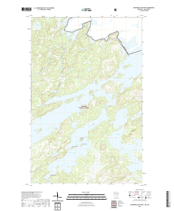 Basswood Lake West topographic map thumbnail