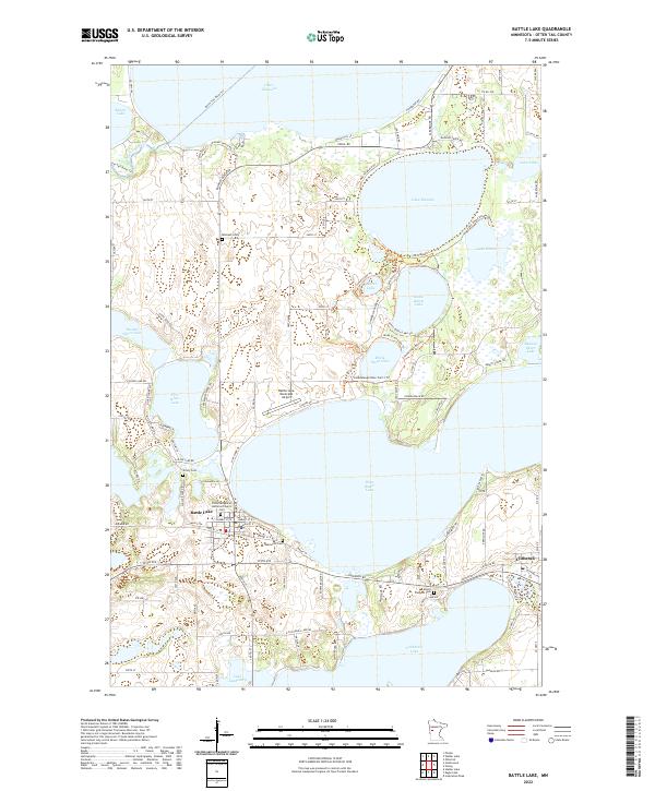 Battle Lake topographic map thumbnail