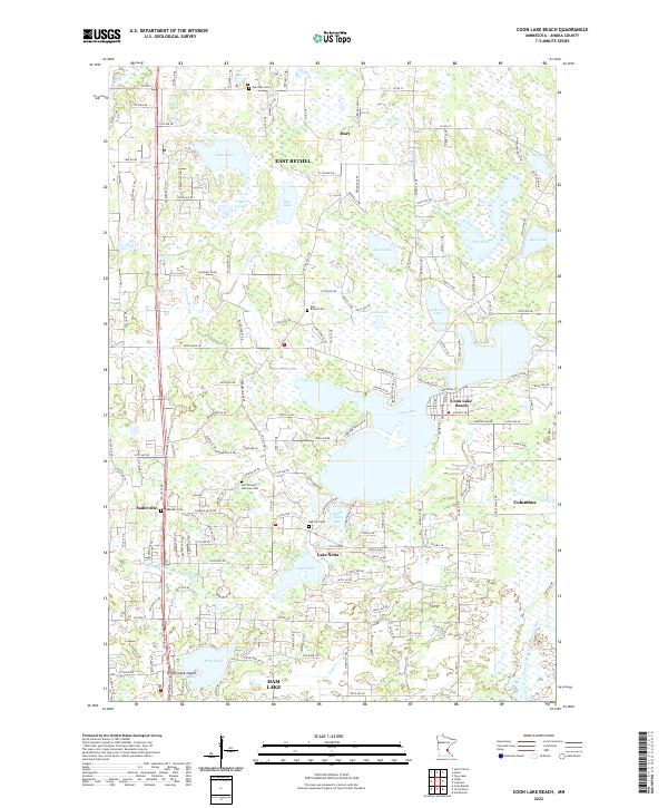 Coon Lake Beach topographic map thumbnail