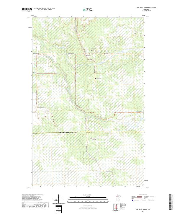Mulligan Lake SW topographic map thumbnail
