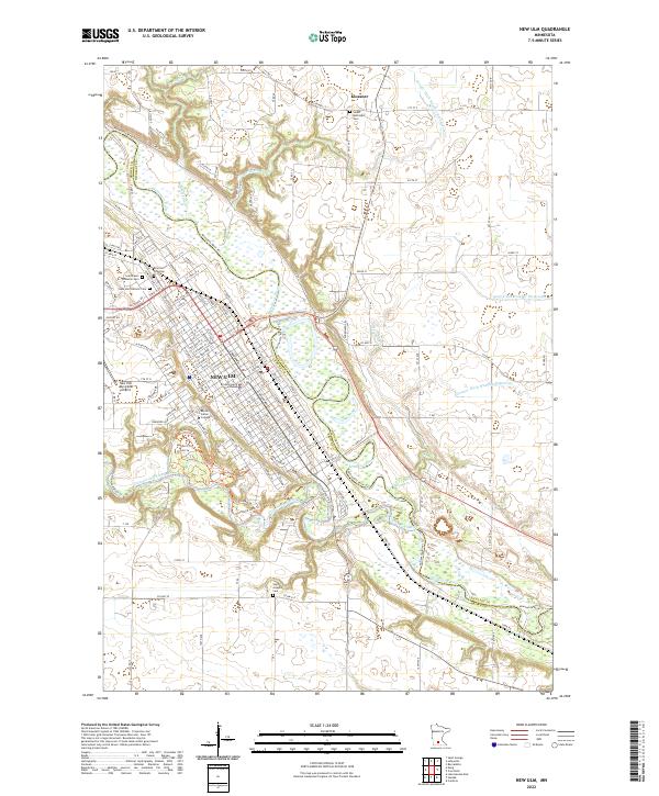 New Ulm 2022 topographic map thumbnail
