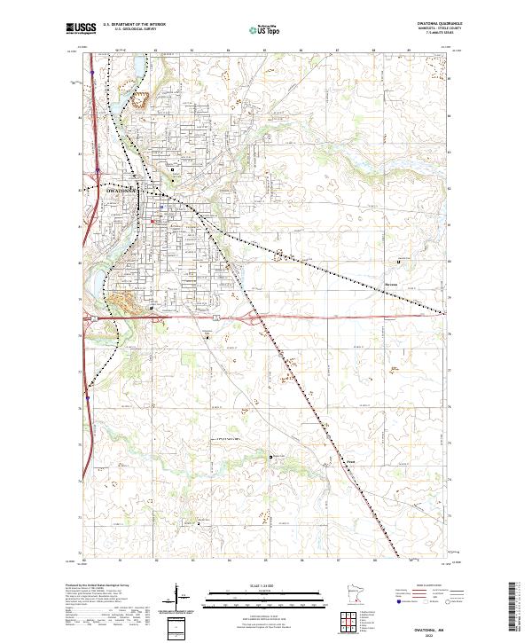 Owatonna 2022 topographic map thumbnail
