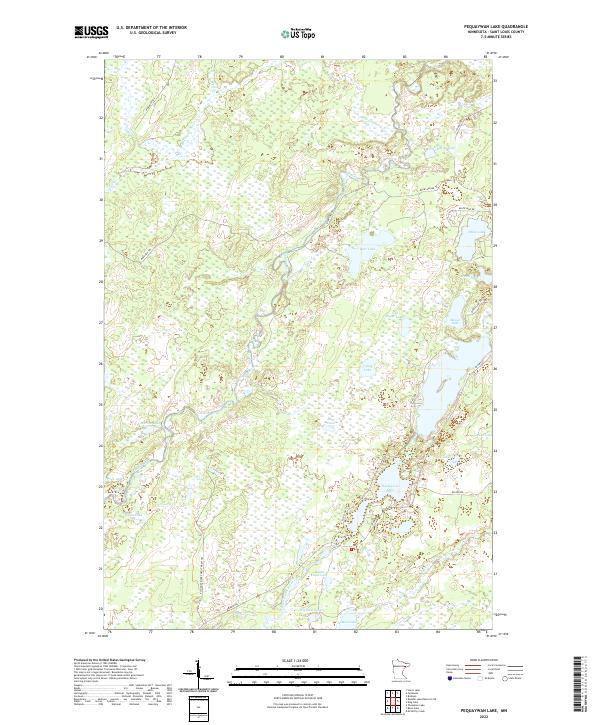 Pequaywan Lake topographic map thumbnail