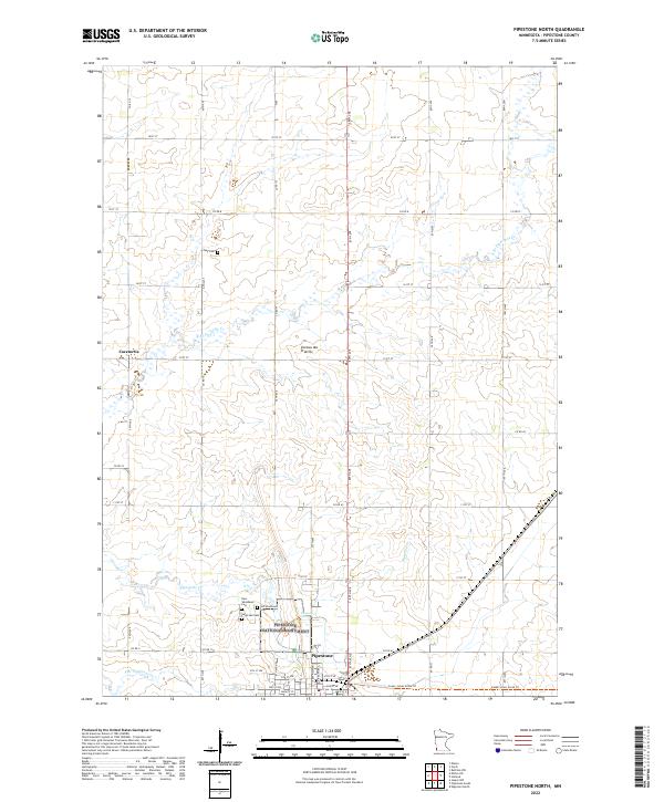 Pipestone North 2022 topographic map thumbnail