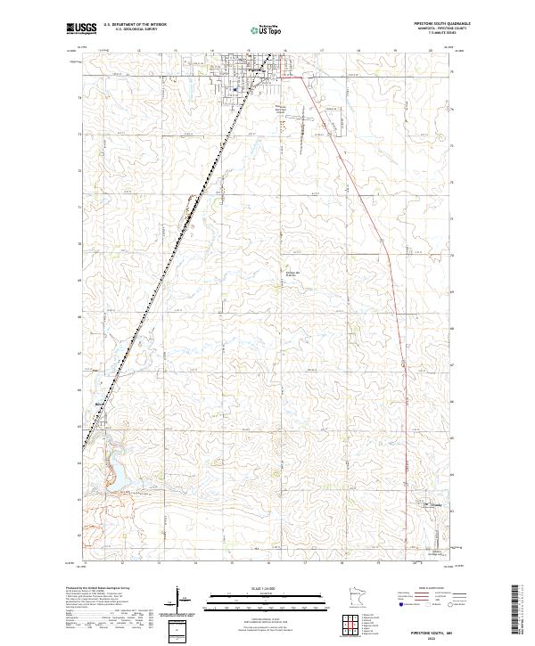 Pipestone South 2022 topographic map thumbnail