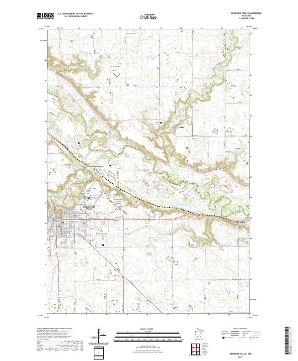 Redwood Falls topographic map thumbnail