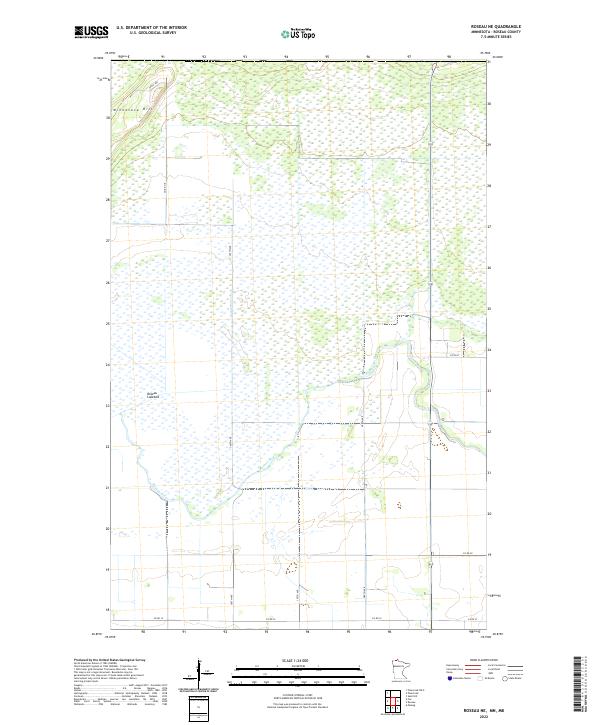 Roseau NE 2022 topographic map thumbnail