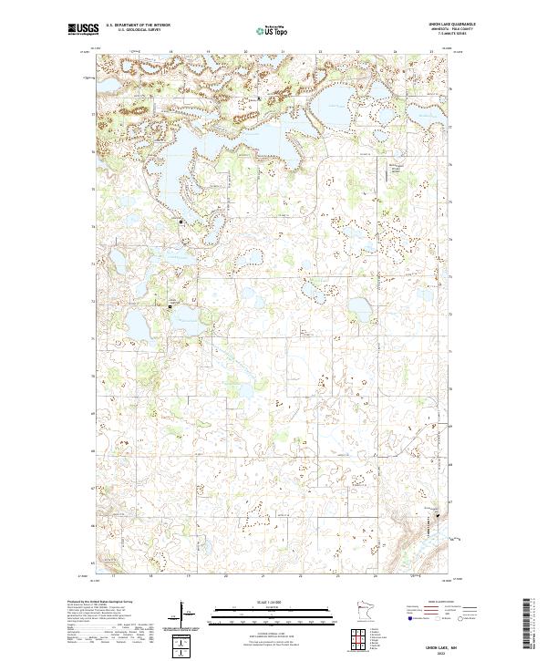 Union Lake 2022 topographic map thumbnail