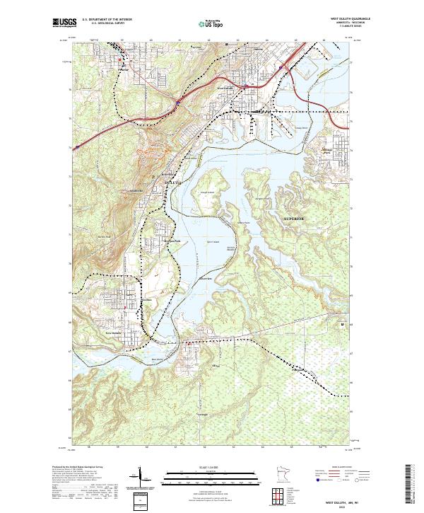 West Duluth 2022 topographic map thumbnail