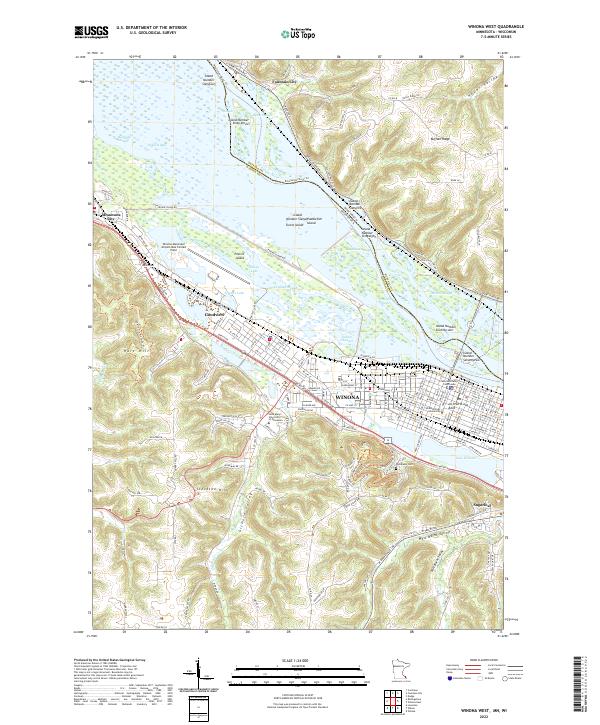 Winona West 2022 topographic map thumbnail