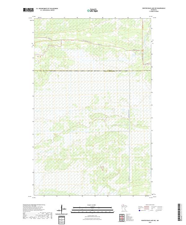 Winter Road Lake NW topographic map thumbnail