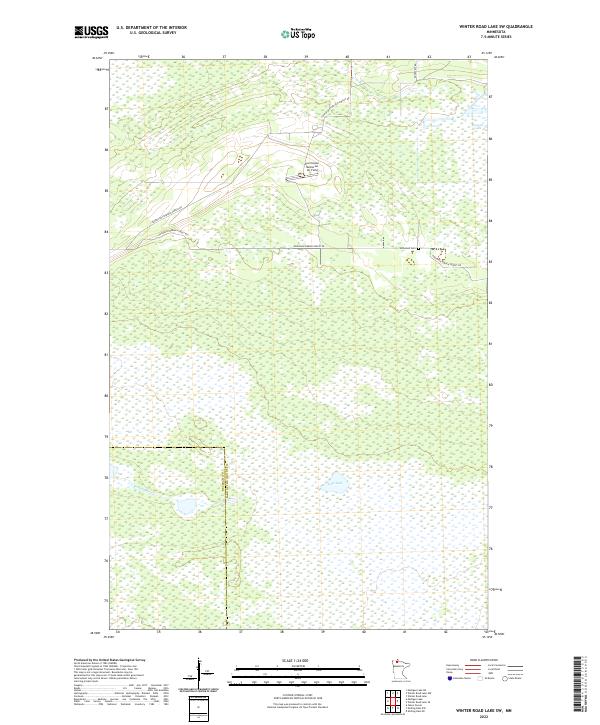 Winter Road Lake SW topographic map thumbnail