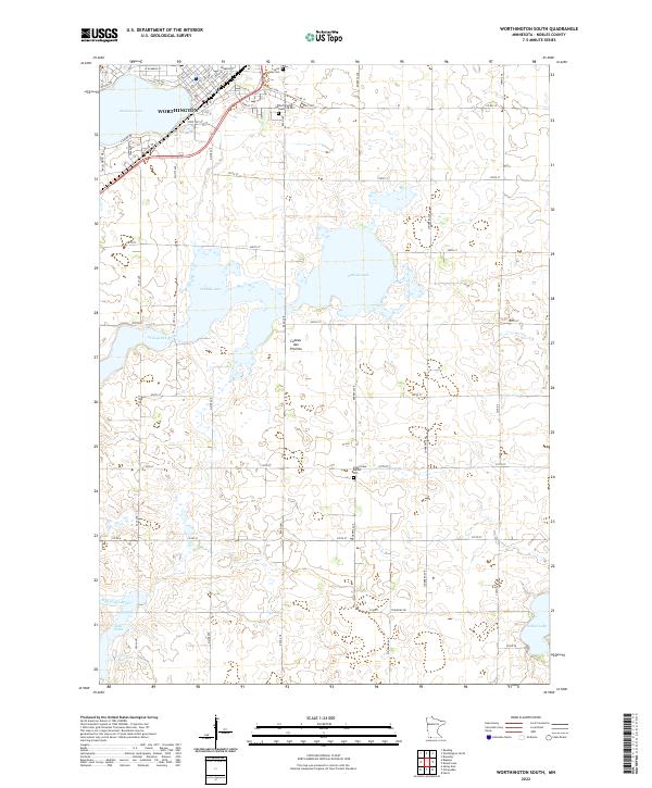 Worthington South topographic map thumbnail
