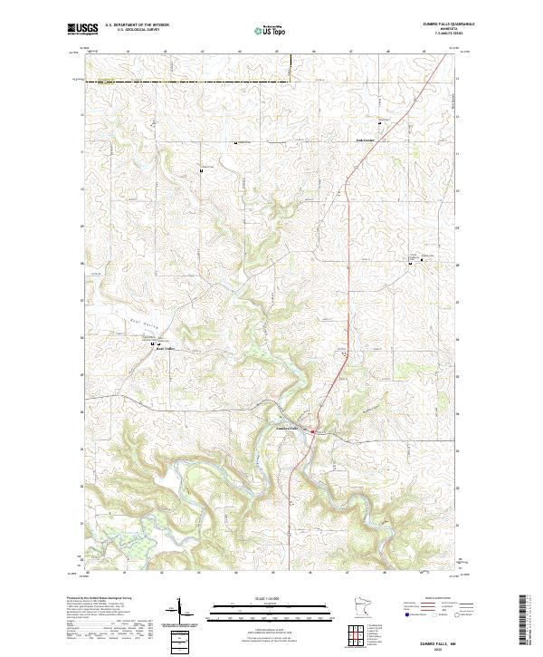 Zumbro Falls 2022 topographic map thumbnail