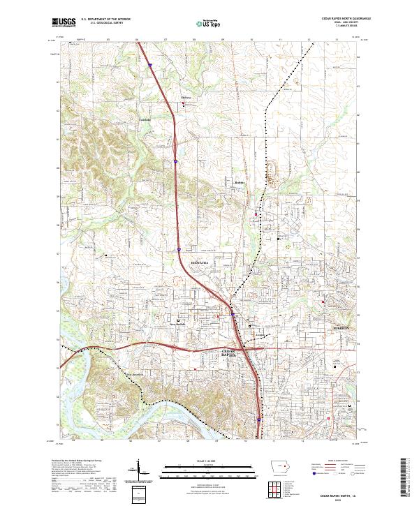 Cedar Rapids North topographic map thumbnail