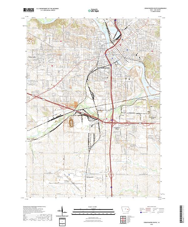 Cedar Rapids South topographic map thumbnail