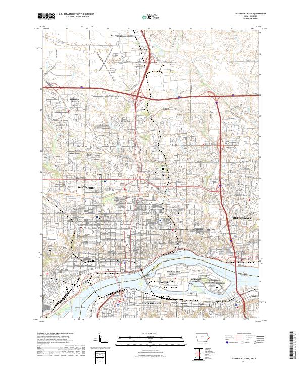 Davenport East topographic map thumbnail