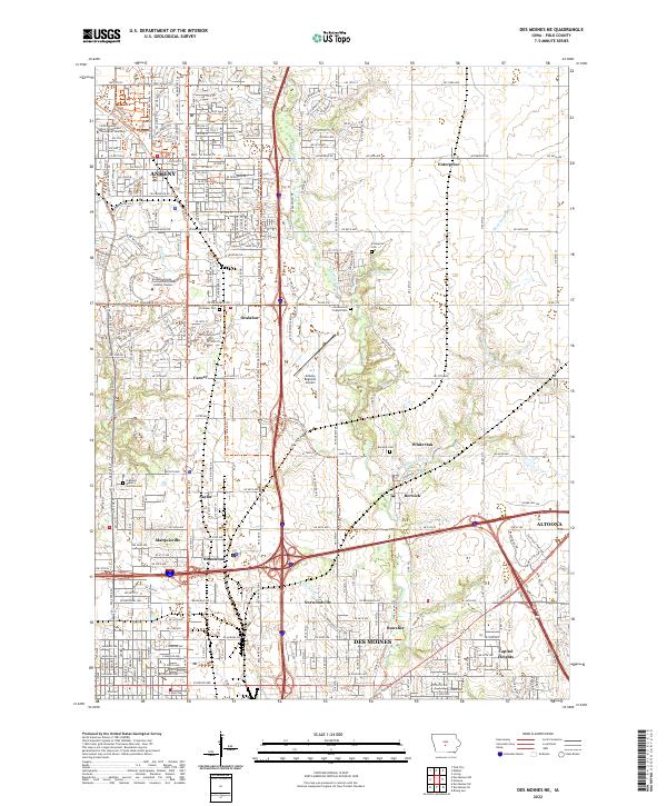 Des Moines NE topographic map thumbnail