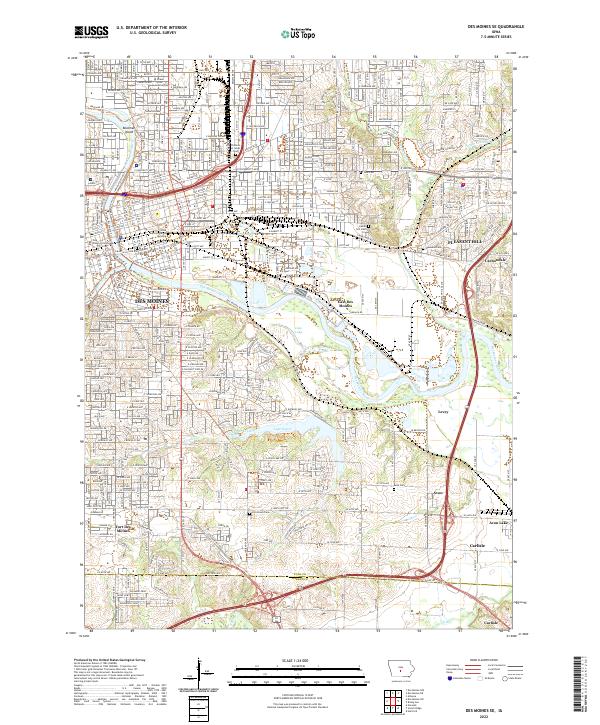Des Moines SE topographic map thumbnail