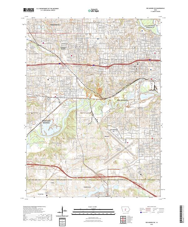 Des Moines SW topographic map thumbnail