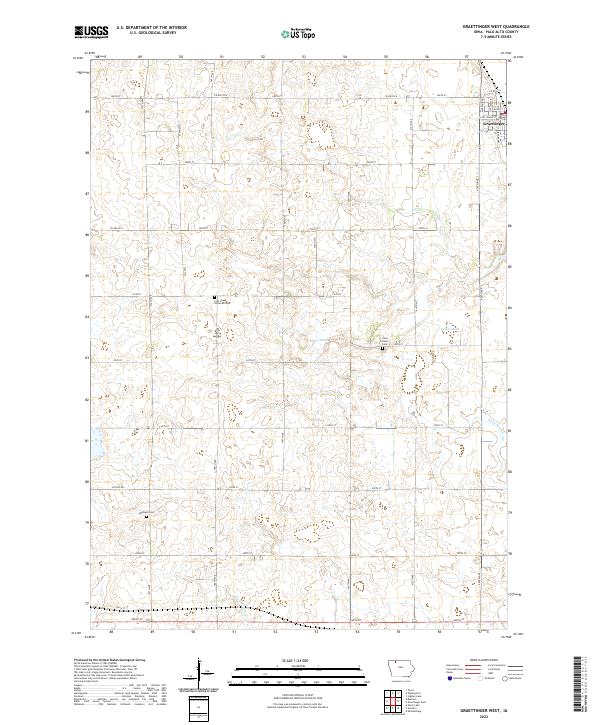Graettinger West topographic map thumbnail