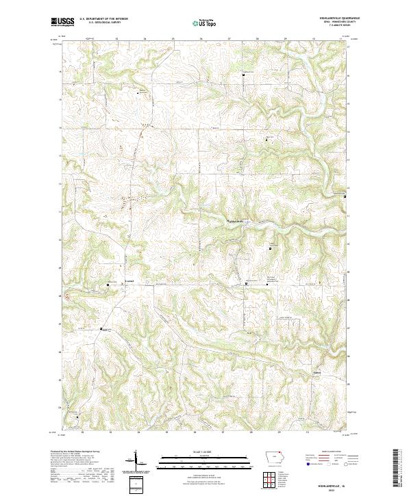 Highlandville topographic map thumbnail