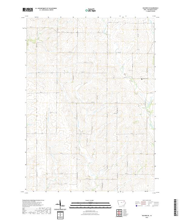 Oelwein SE 2022 topographic map thumbnail