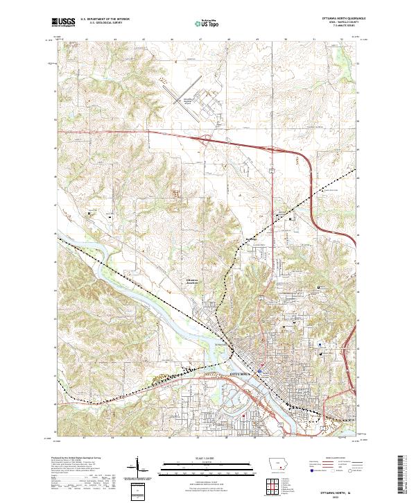 Ottumwa North topographic map thumbnail