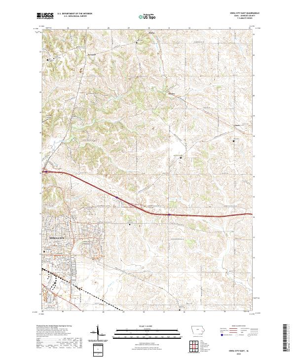 Iowa City East topographic map thumbnail