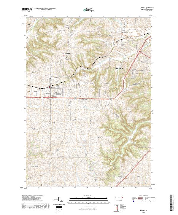 Peosta 2022 topographic map thumbnail