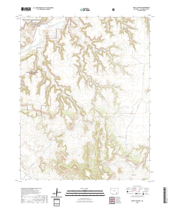 Beaty Canyon topographic map thumbnail