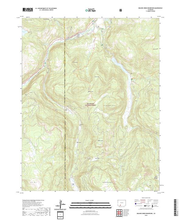 Beaver Creek Reservoir topographic map thumbnail